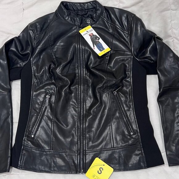 Women's Kenneth Cole Faux Leather Jacket - Black - Size Small - Picture 9 of 9